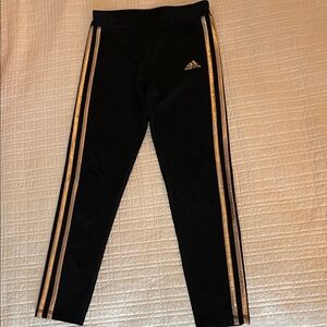 Adidas Kids Black Leggings with Gold Accents